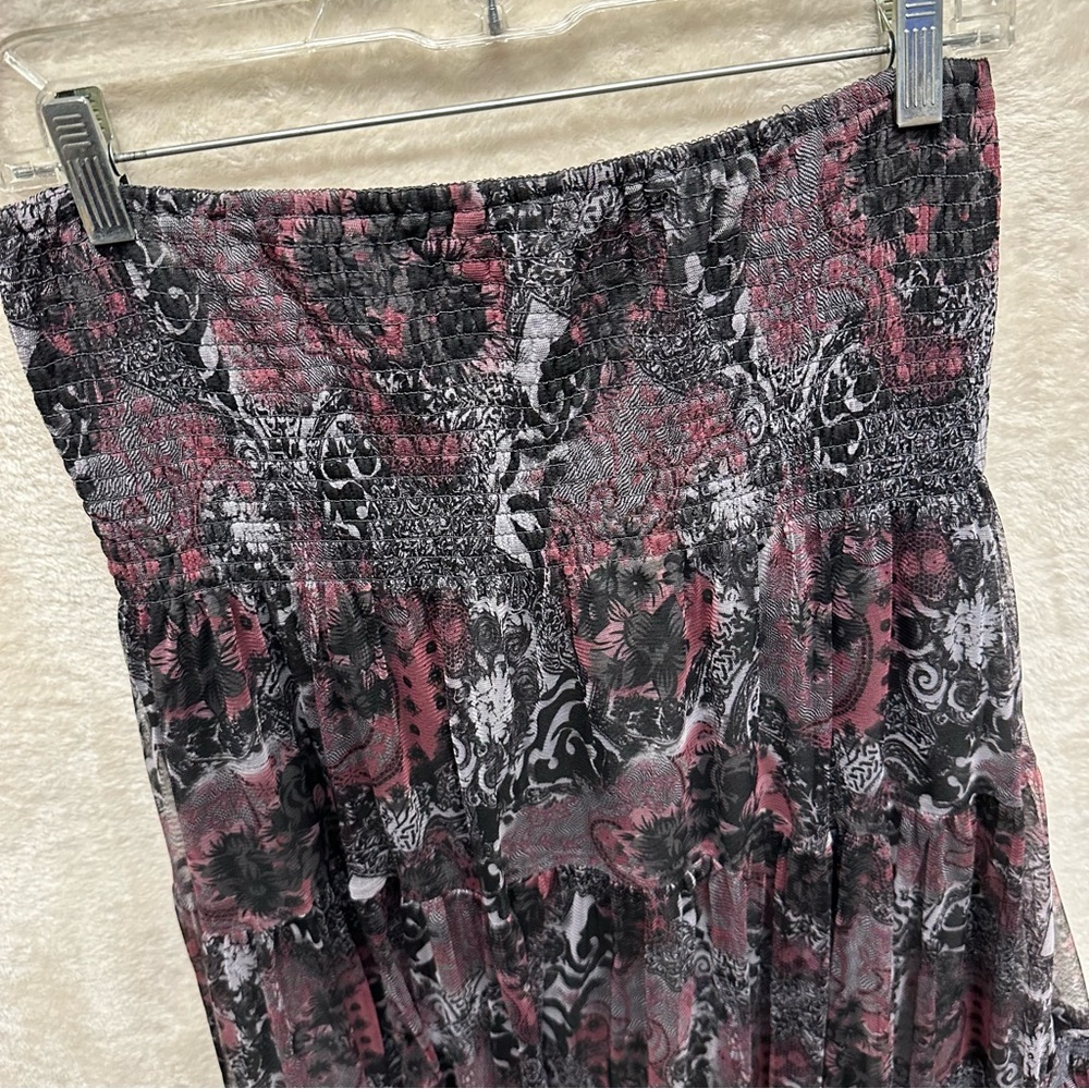 Lapis women’s tiered boho skirt smocked Whimsigoth floral grunge medium-large - Picture 5 of 10